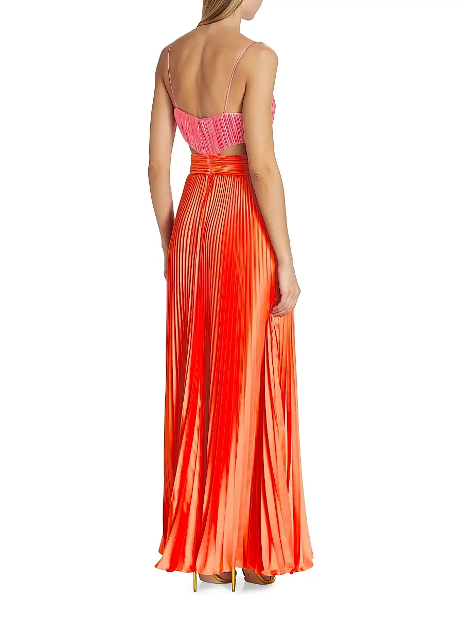 Amur Women's Elodie Satin Colorblock Pleated Gown | Thumbnail 5 Amur Women's Elodie Satin Colorblock Pleated Gown | Thumbnail 5