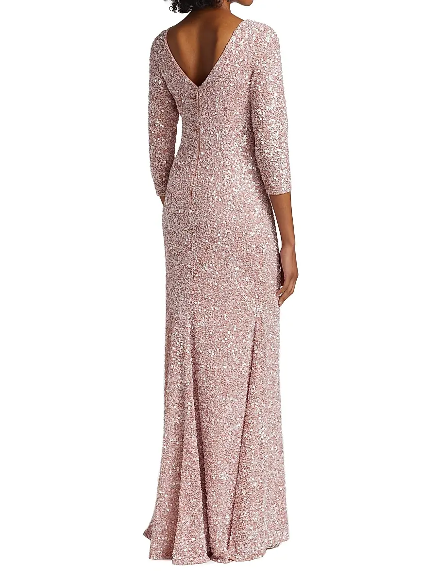 THEIA Women's Three-Quarter Sleeve Sequin Sheath Gown | Thumbnail 5 THEIA Women's Three-Quarter Sleeve Sequin Sheath Gown | Thumbnail 5