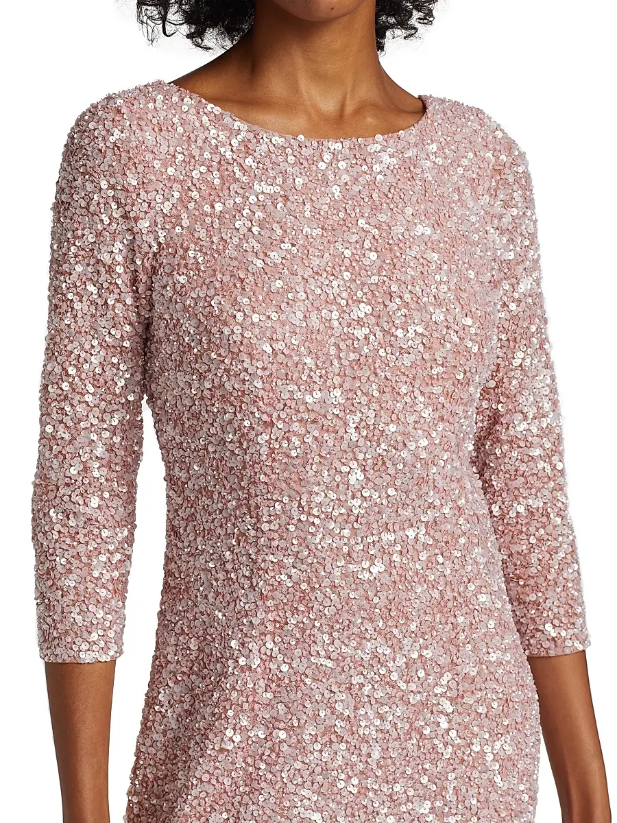 THEIA Women's Three-Quarter Sleeve Sequin Sheath Gown | Thumbnail 6 THEIA Women's Three-Quarter Sleeve Sequin Sheath Gown | Thumbnail 6