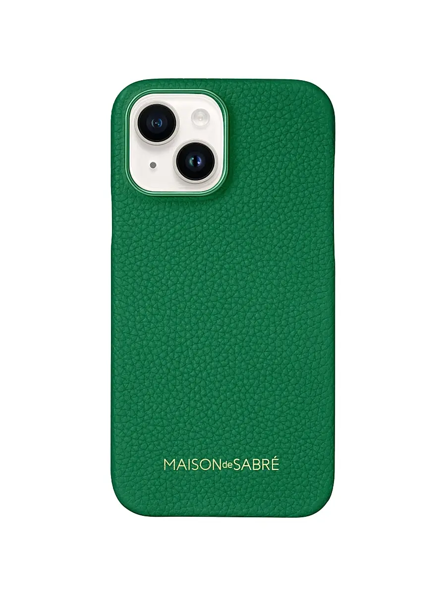 MAISON de SABRÉ Women's Leather Phone Case (iPhone 15) - Emerald Green | Image 1 MAISON de SABRÉ Women's Leather Phone Case (iPhone 15) - Emerald Green | Image 1