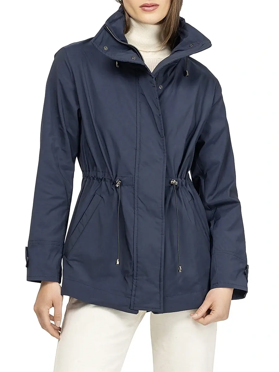 Gorski Women's Lightweight Jacket with Concealed Hood - Navy | Thumbnail 2 Gorski Women's Lightweight Jacket with Concealed Hood - Navy | Thumbnail 2