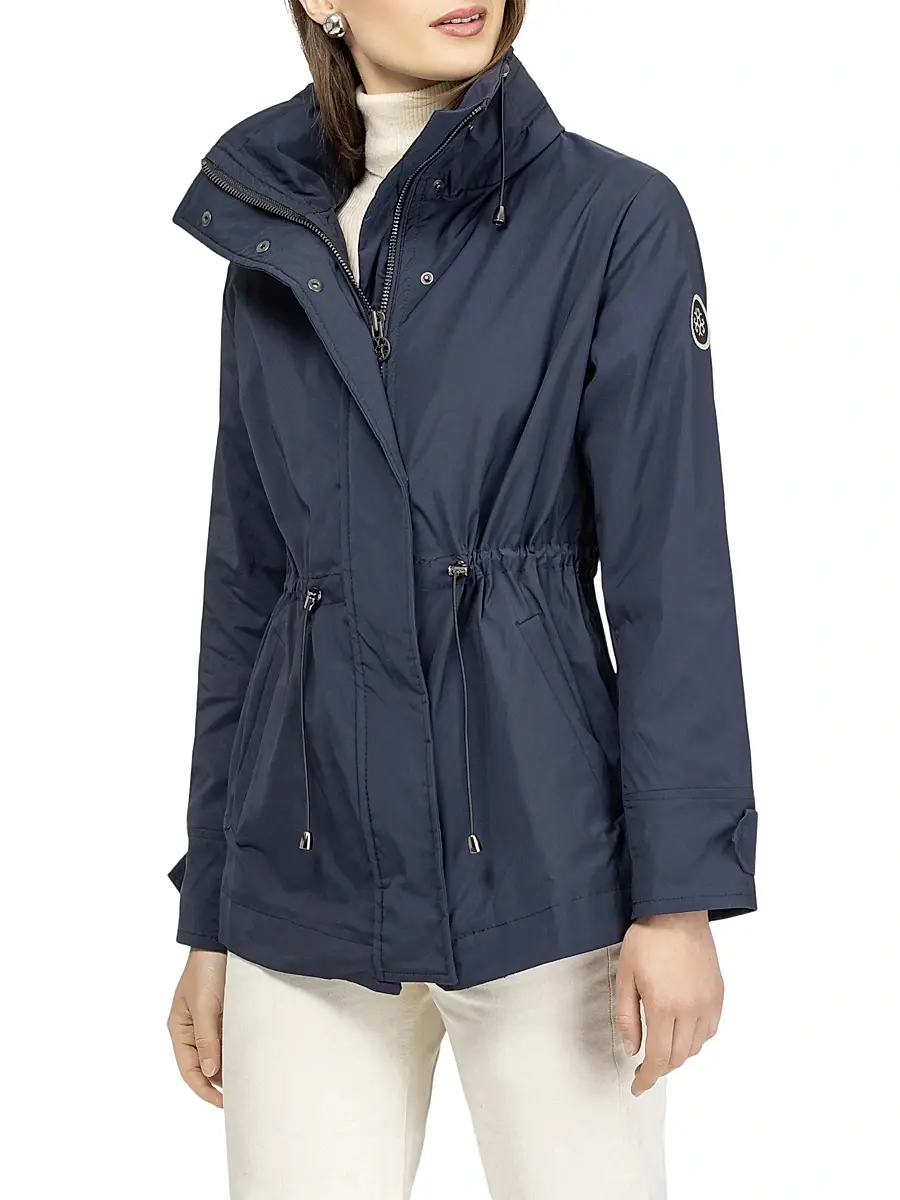 Gorski Women's Lightweight Jacket with Concealed Hood - Navy | Thumbnail 3 Gorski Women's Lightweight Jacket with Concealed Hood - Navy | Thumbnail 3