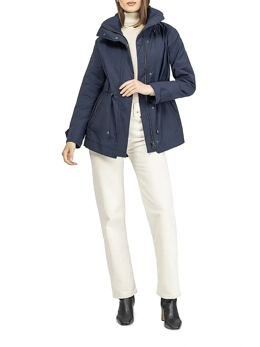 Gorski Women's Lightweight Jacket with Concealed Hood - Navy | Thumbnail 6 Gorski Women's Lightweight Jacket with Concealed Hood - Navy | Thumbnail 6