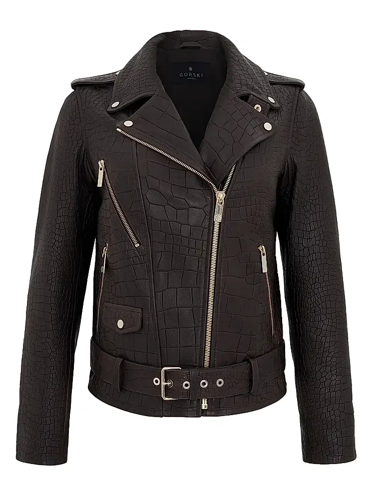 Women's Select Nappa Leather Croco Embossed Jacket Women's Select Nappa Leather Croco Embossed Jacket