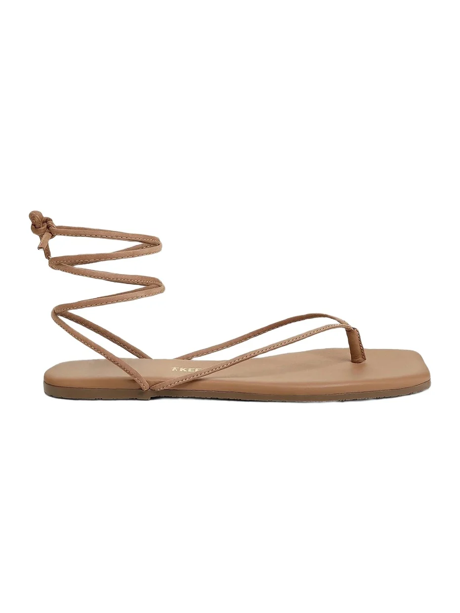 TKEES Women's Lilu Leather Square Toe Sandals