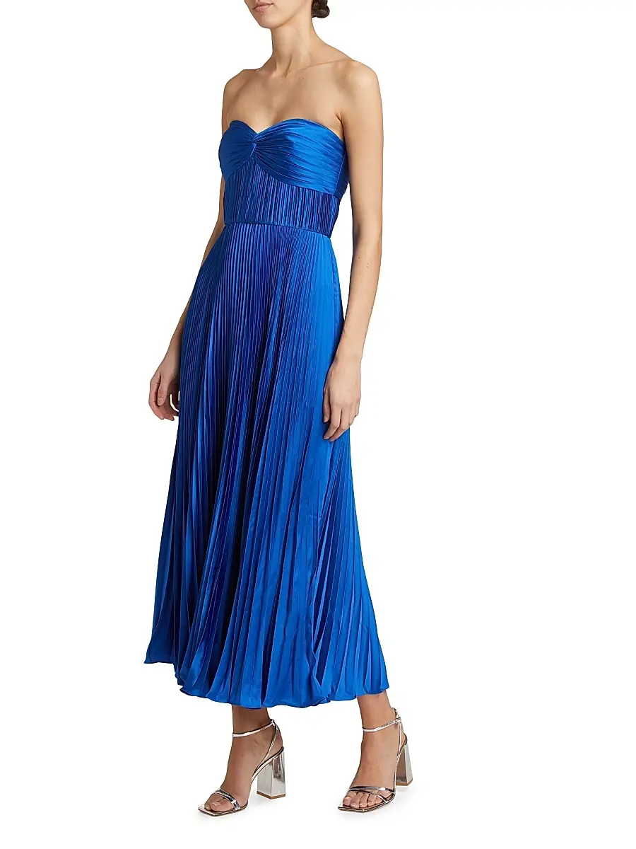 Amur Women's Pleated Strapless Belle Dress | Thumbnail 4 Amur Women's Pleated Strapless Belle Dress | Thumbnail 4