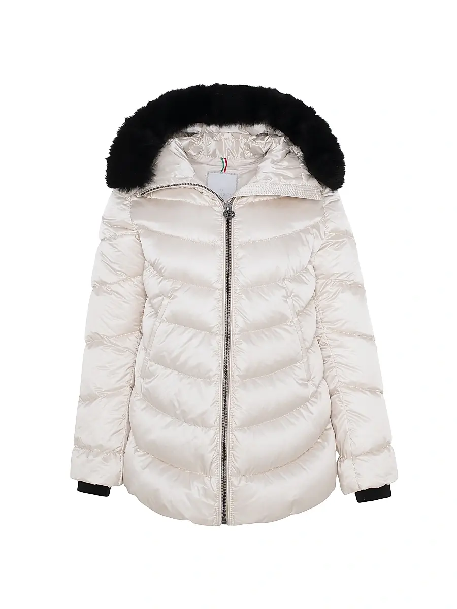 Gorski Women's Apres-Ski Jacket with Detachable Toscana Shearling Lamb Hood Trim - Champagne | Image 1 Gorski Women's Apres-Ski Jacket with Detachable Toscana Shearling Lamb Hood Trim - Champagne | Image 1