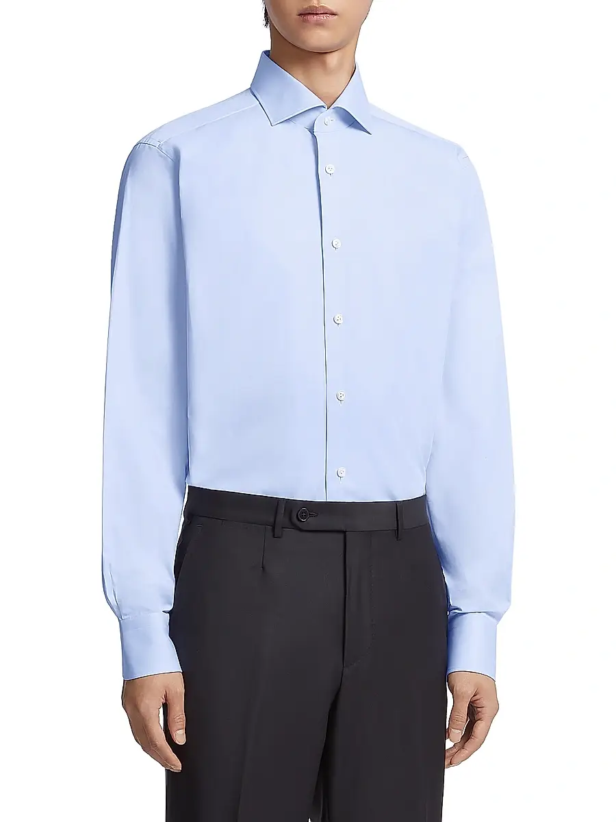 Zegna Men's Sea Island Cotton Long-Sleeve Tailoring Shirt | Thumbnail 2 Zegna Men's Sea Island Cotton Long-Sleeve Tailoring Shirt | Thumbnail 2