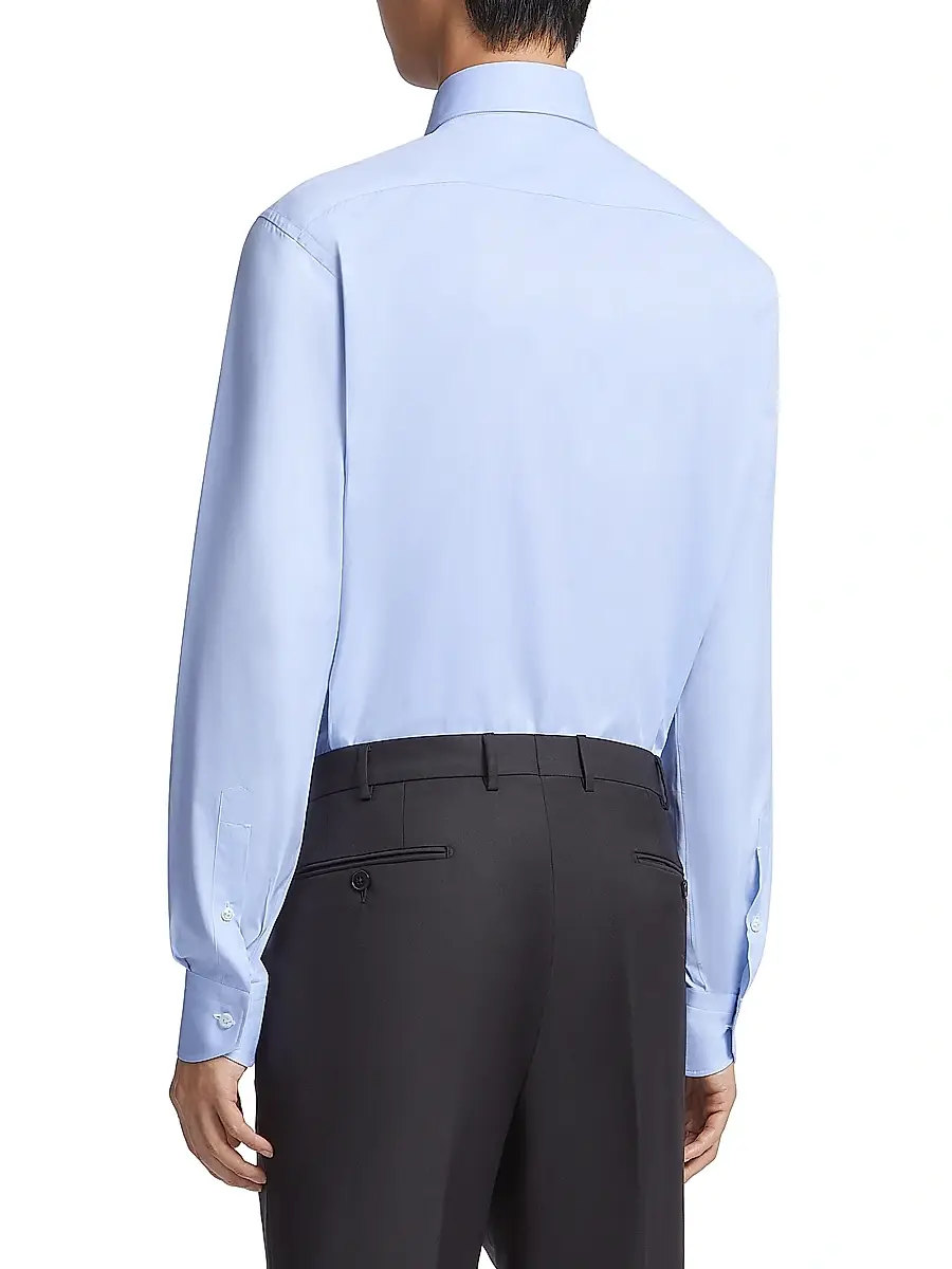 Zegna Men's Sea Island Cotton Long-Sleeve Tailoring Shirt | Thumbnail 3 Zegna Men's Sea Island Cotton Long-Sleeve Tailoring Shirt | Thumbnail 3