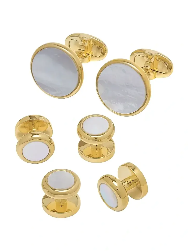 Men's Sterling Silver & Onyx Cufflinks Set