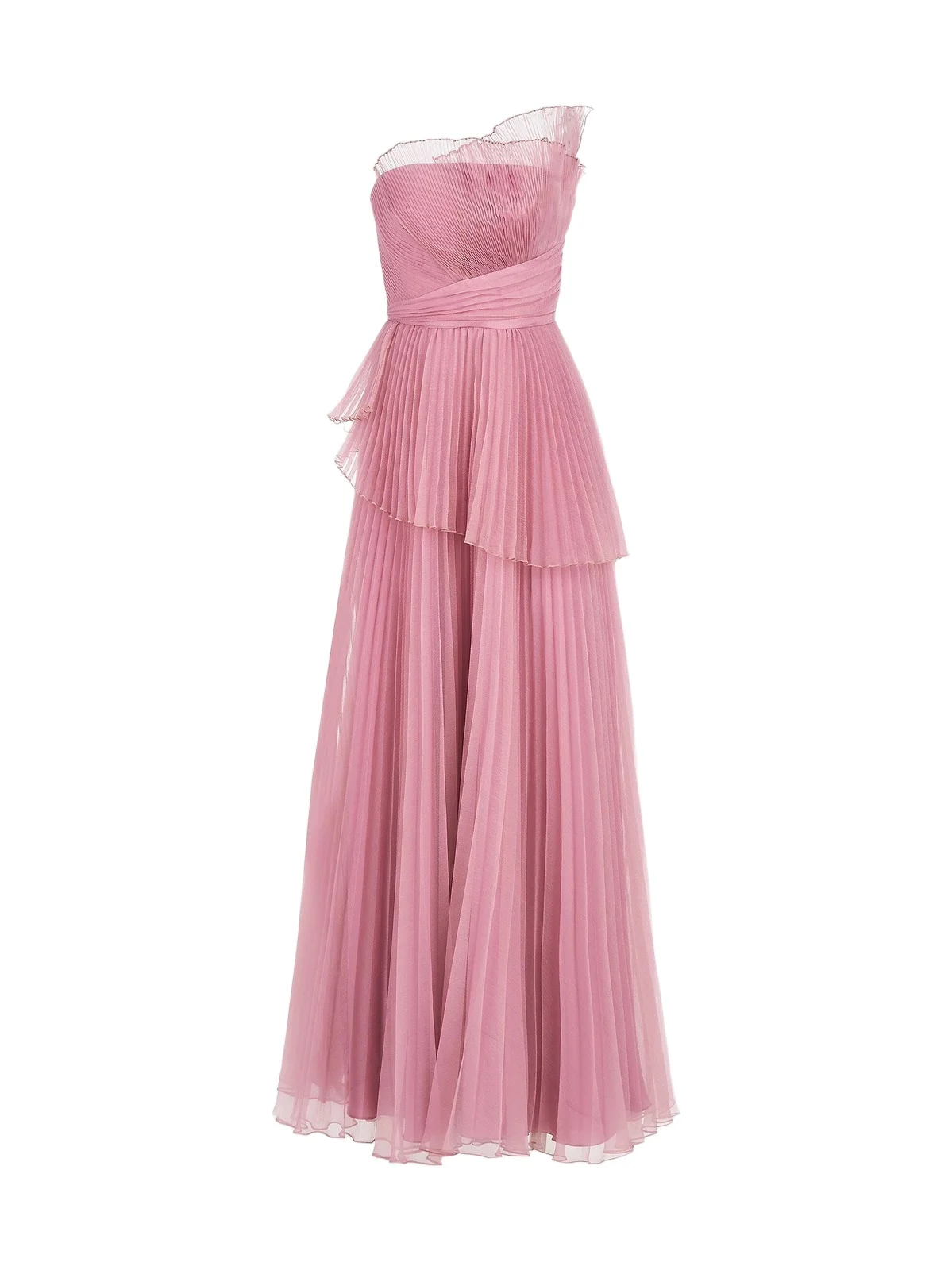 THEIA Women's Delphine Pleated One-Shoulder Organza Gown