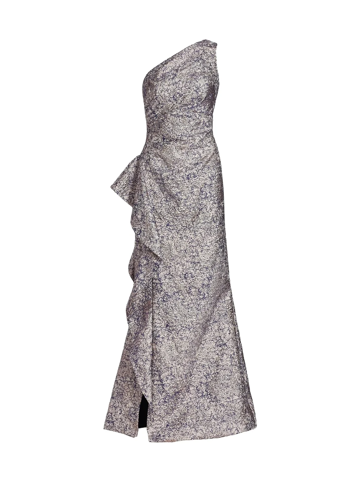 Teri Jon by Rickie Freeman Women's Metallic Jacquard One-Shoulder Gown