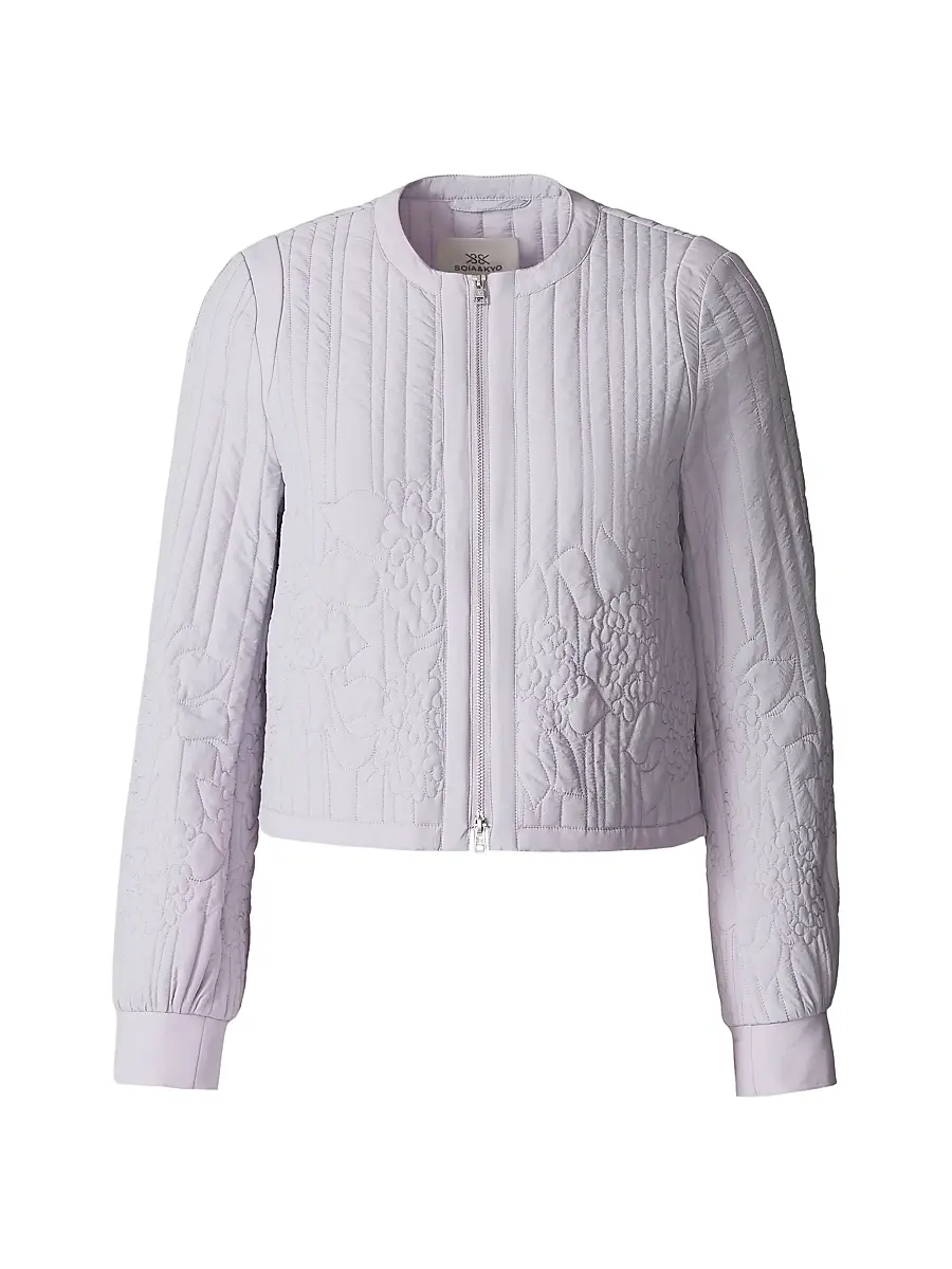 Soia & Kyo Women's Reita Floral Quilted Bomber Jacket - Dusted Lavender - Size Large | Image 1 Soia & Kyo Women's Reita Floral Quilted Bomber Jacket - Dusted Lavender - Size Large | Image 1