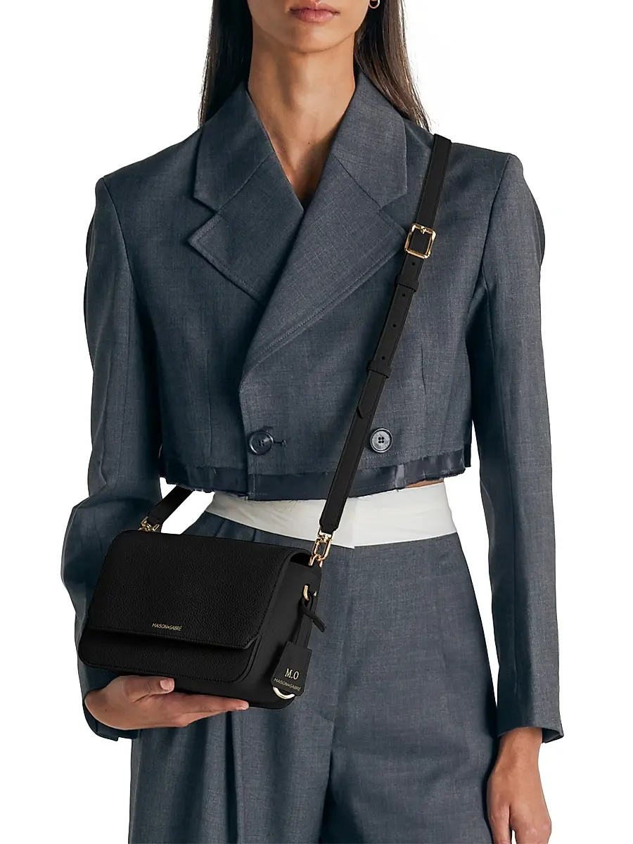 MAISON de SABRÉ Women's Leather Flap Shoulder Bag - Black Caviar | Image 1 MAISON de SABRÉ Women's Leather Flap Shoulder Bag - Black Caviar | Image 1