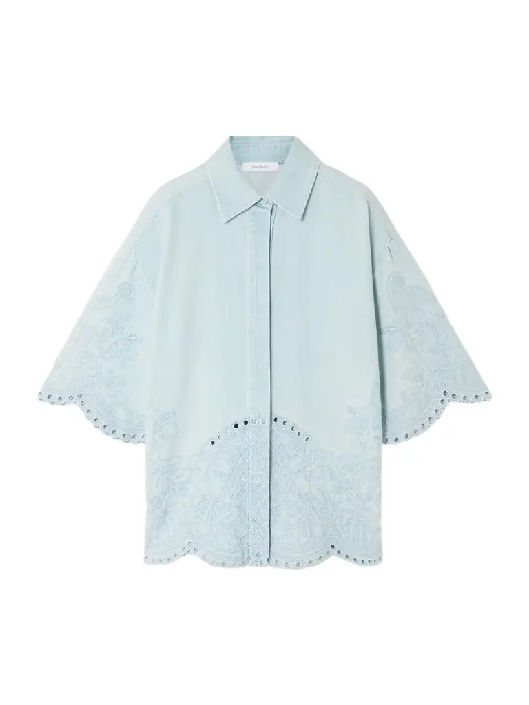 Zimmermann Daylight Broderie Anglaise Denim Shirt | Image 1 Zimmermann Daylight Broderie Anglaise Denim Shirt | Image 1