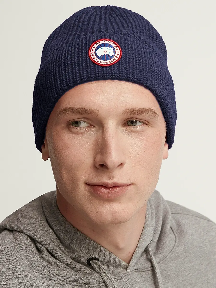 Canada Goose Men's Arctic Logo Patch Wool Beanie | Thumbnail 2 Canada Goose Men's Arctic Logo Patch Wool Beanie | Thumbnail 2