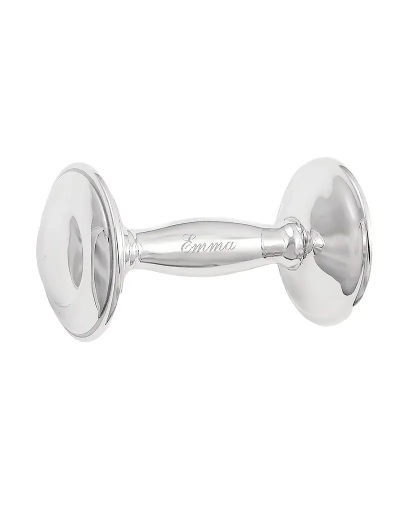 Cunill America Personalized Rattle Sterling Silver Barbell | Image 1 Cunill America Personalized Rattle Sterling Silver Barbell | Image 1