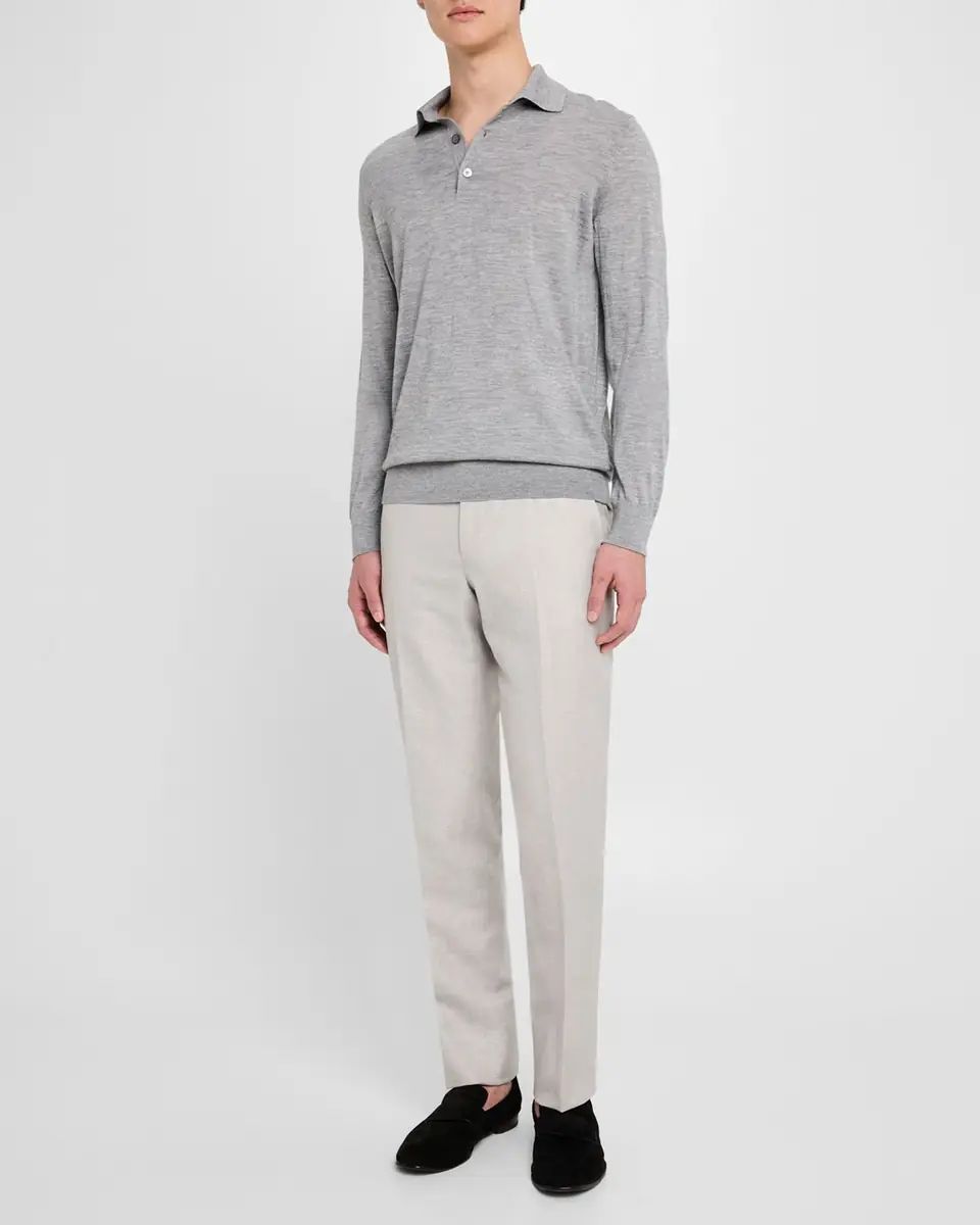 Zegna Men's Cashmere-Silk Polo Shirt | Thumbnail 2