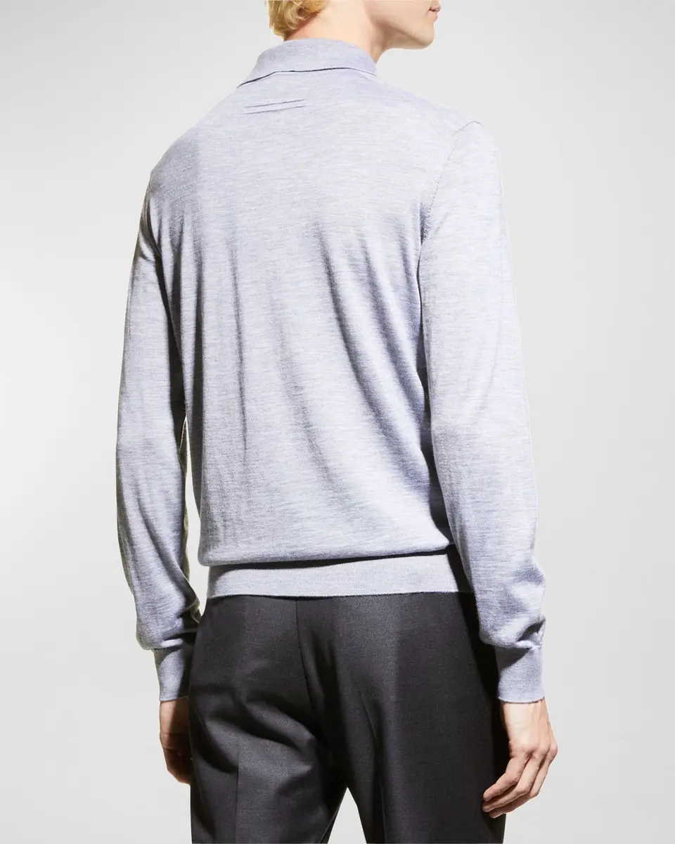 Zegna Men's Cashmere-Silk Polo Shirt | Thumbnail 6