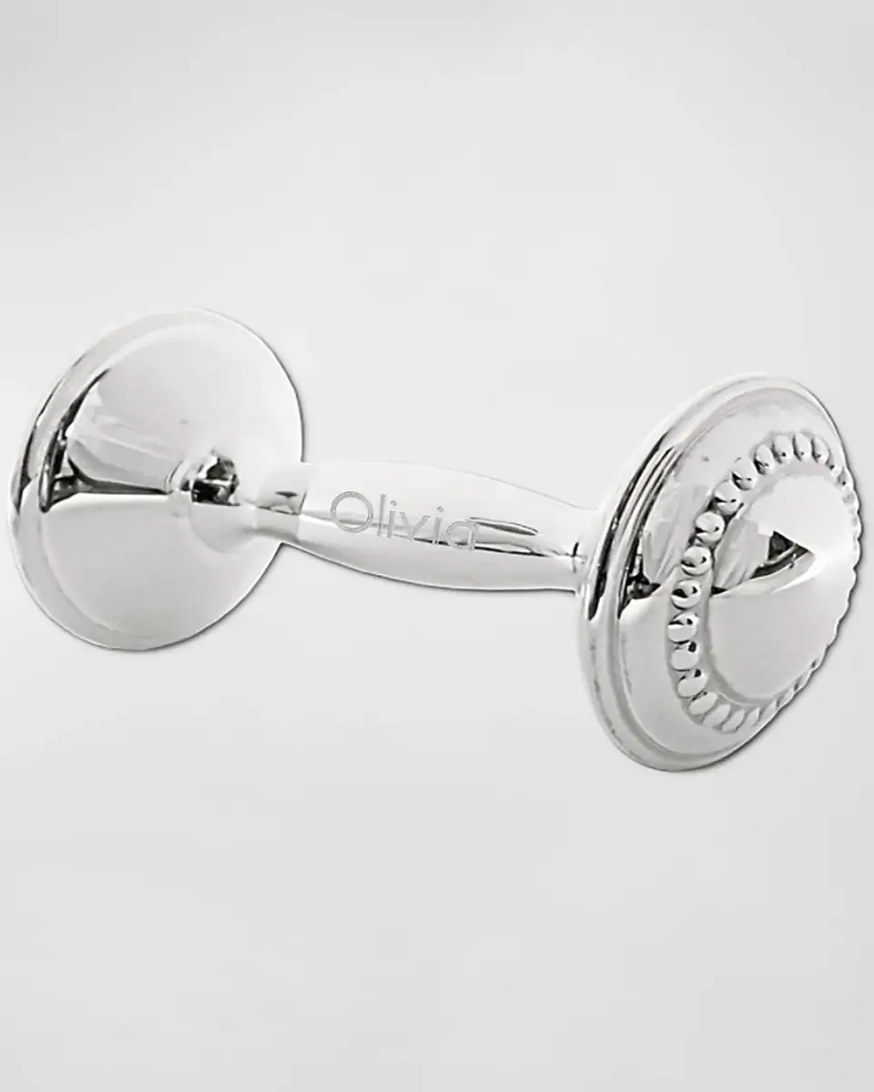 Cunill America Personalized Beaded Rattle Sterling Silver Barbell | Thumbnail 2 Cunill America Personalized Beaded Rattle Sterling Silver Barbell | Thumbnail 2