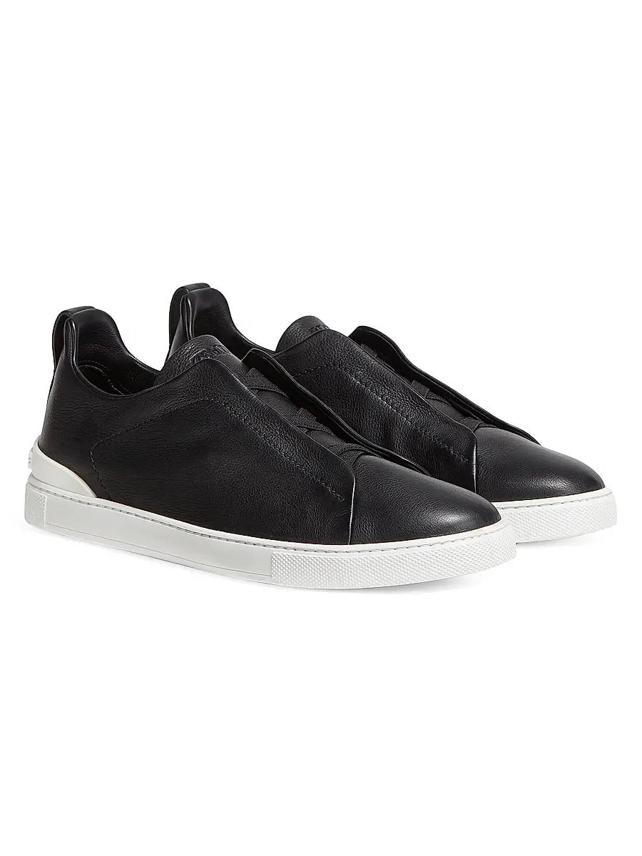 ZEGNA Men's Secondskin Triple Stitch Sneakers - Black | Thumbnail 2