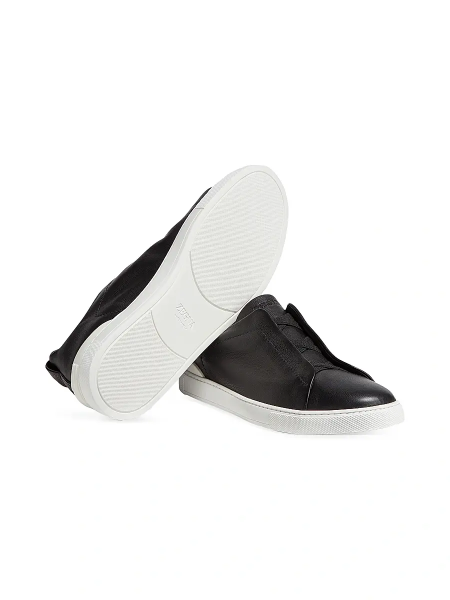 ZEGNA Men's Secondskin Triple Stitch Sneakers - Black | Thumbnail 4
