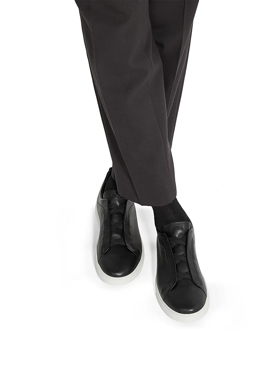 ZEGNA Men's Secondskin Triple Stitch Sneakers - Black | Thumbnail 6