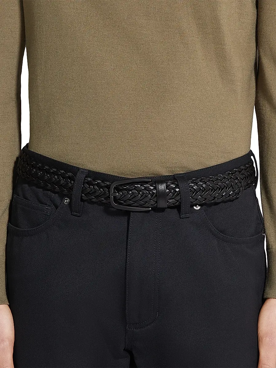 Zegna Men's Leather Braided Belt | Thumbnail 3 Zegna Men's Leather Braided Belt | Thumbnail 3