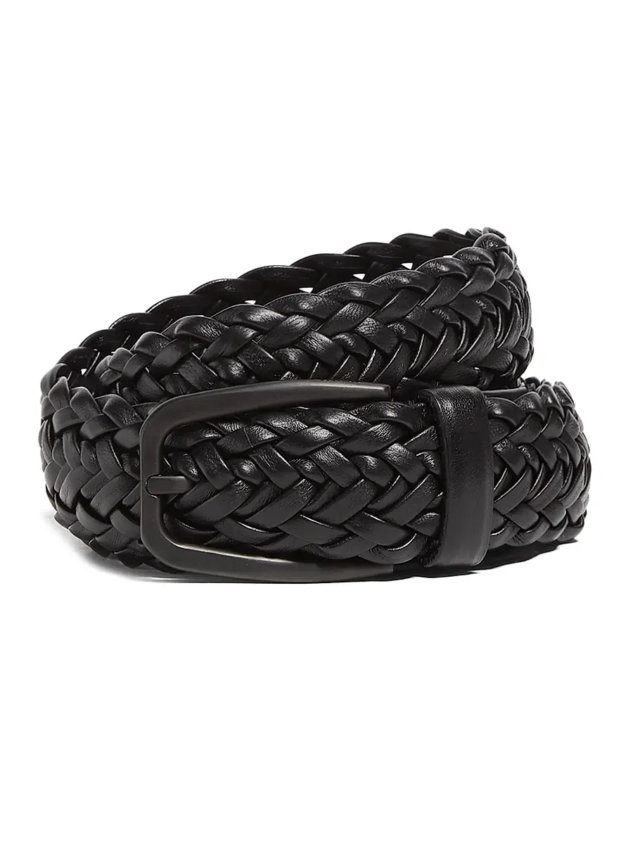 Zegna Men's Leather Braided Belt - Black | Image 1 Zegna Men's Leather Braided Belt - Black | Image 1