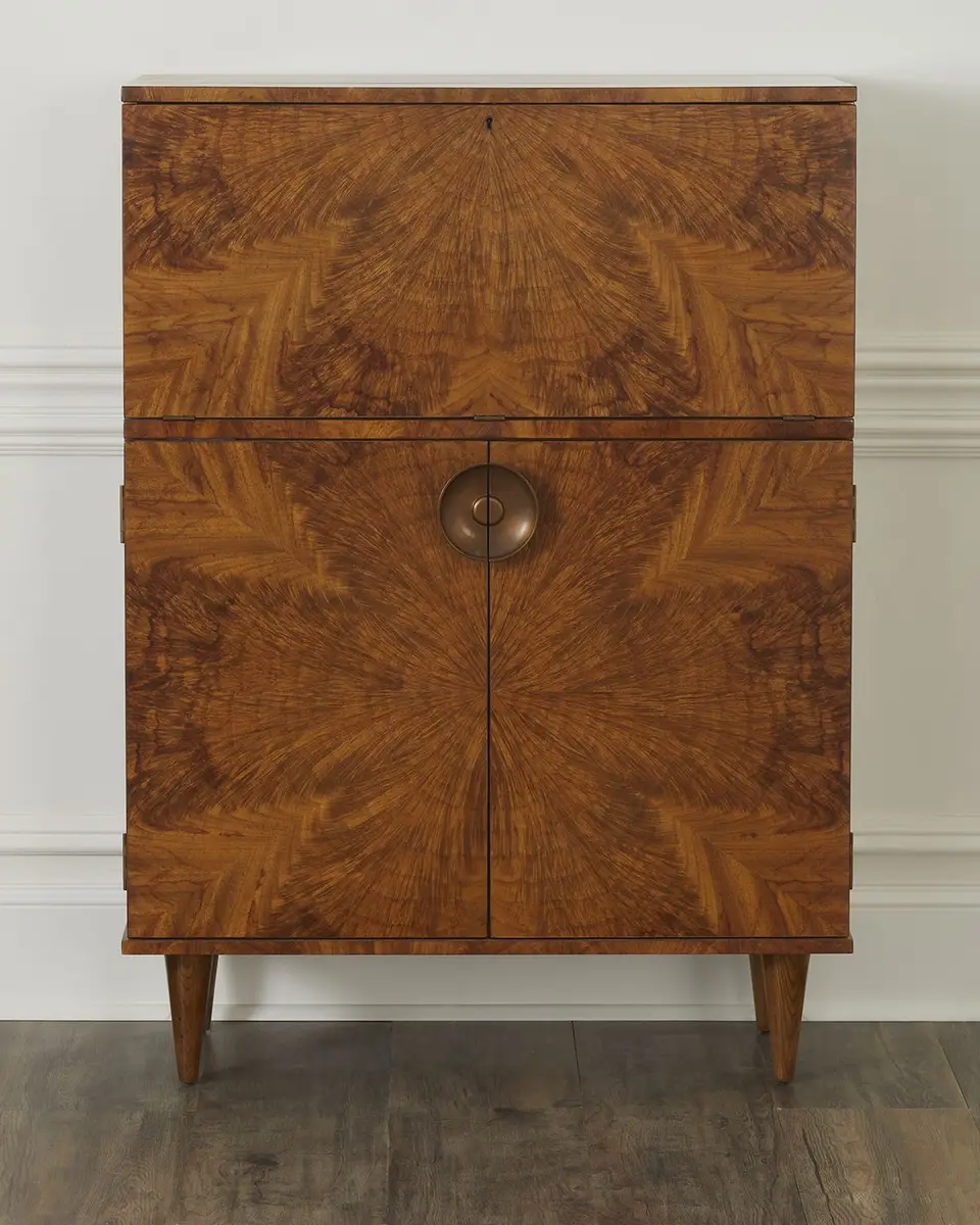 Arteriors Manhattan Burlwood Bar Cabinet