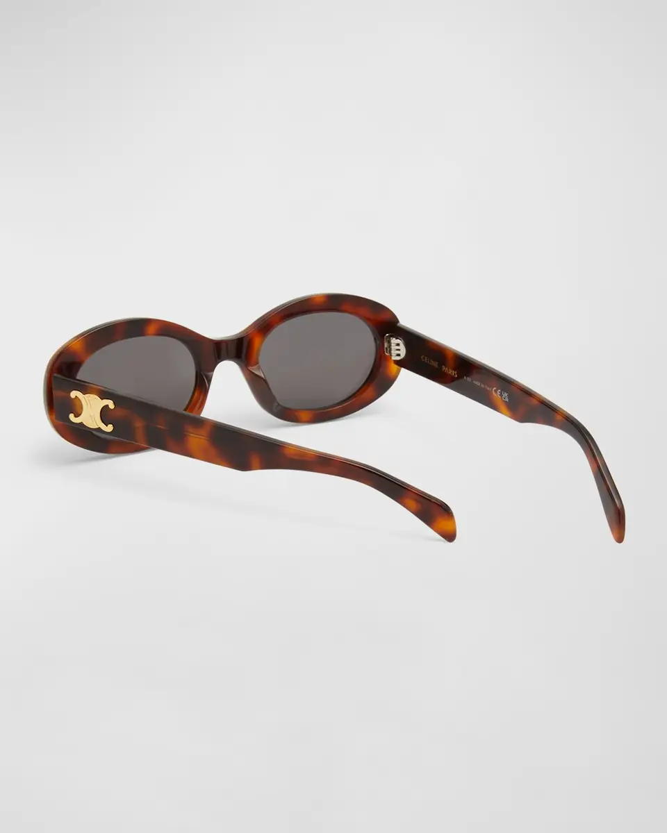 Celine Triomphe Logo Oval Acetate Sunglasses | Thumbnail 2 Celine Triomphe Logo Oval Acetate Sunglasses | Thumbnail 2