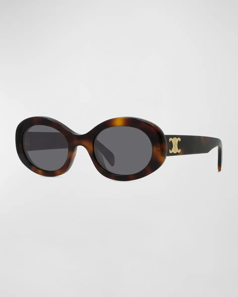 Celine Triomphe Logo Oval Acetate Sunglasses | Thumbnail 3 Celine Triomphe Logo Oval Acetate Sunglasses | Thumbnail 3