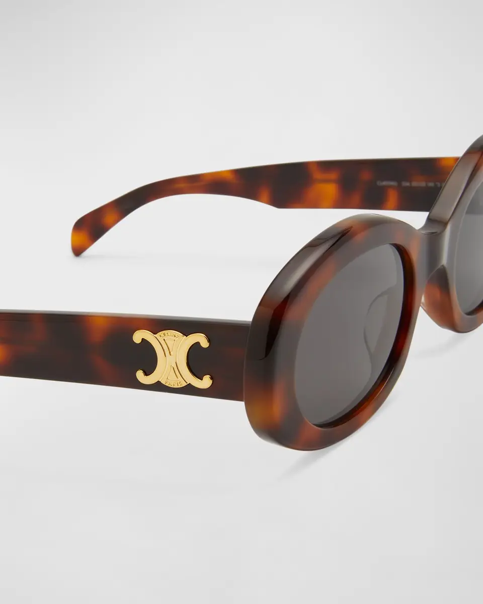 Celine Triomphe Logo Oval Acetate Sunglasses | Thumbnail 4 Celine Triomphe Logo Oval Acetate Sunglasses | Thumbnail 4