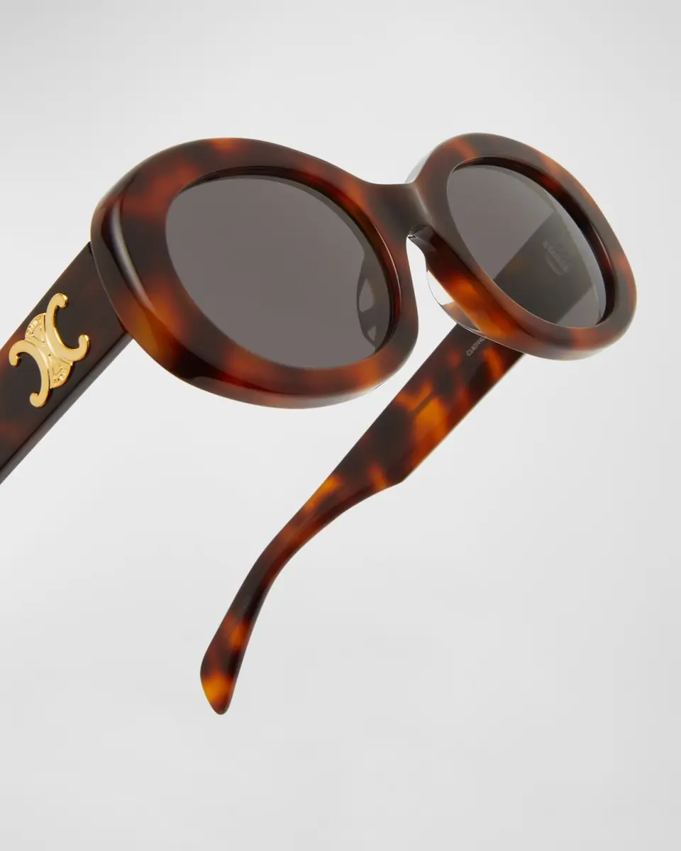 Celine Triomphe Logo Oval Acetate Sunglasses | Thumbnail 5 Celine Triomphe Logo Oval Acetate Sunglasses | Thumbnail 5