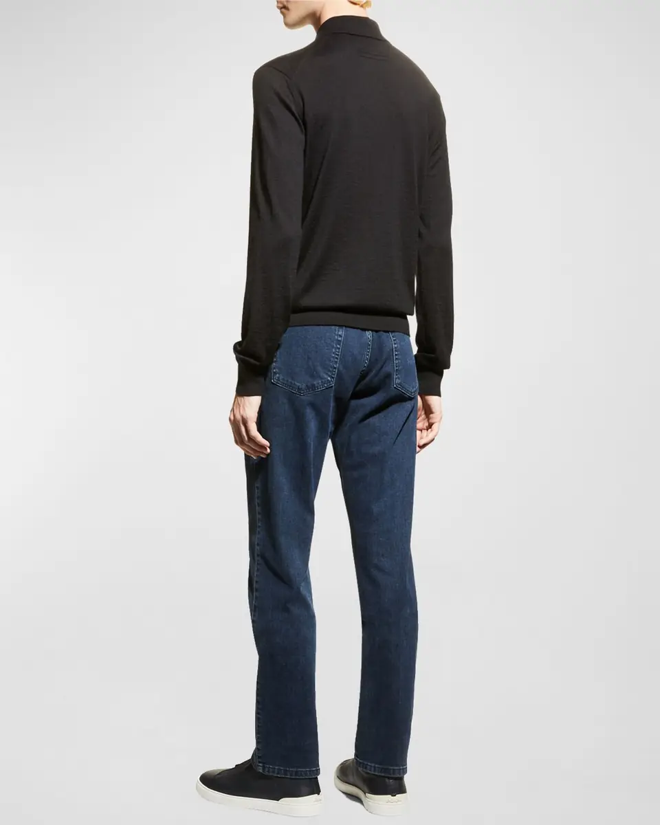 Zegna Men's Cashmere-Silk Polo Sweater | Thumbnail 3