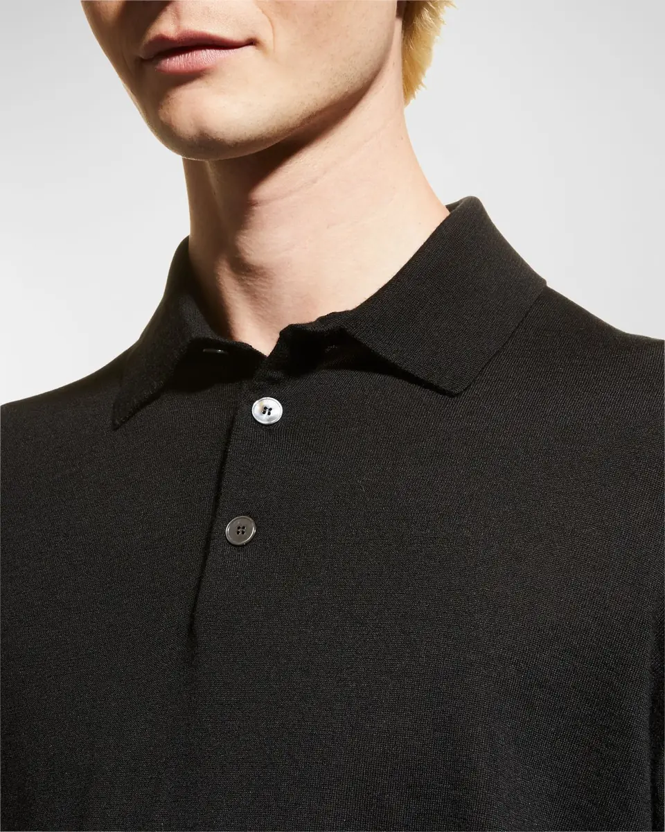 Zegna Men's Cashmere-Silk Polo Sweater | Thumbnail 5