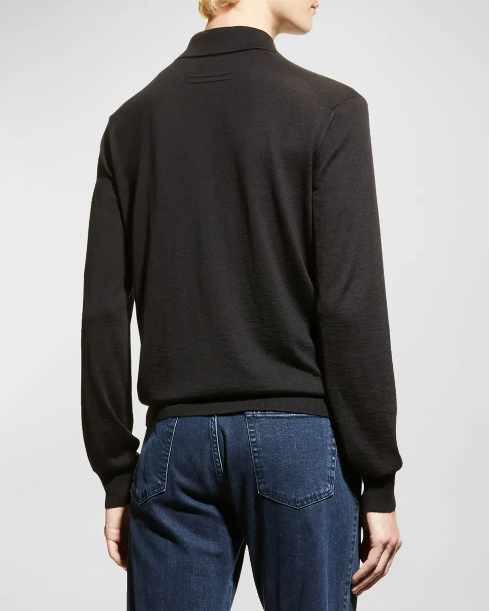 Zegna Men's Cashmere-Silk Polo Sweater | Thumbnail 6
