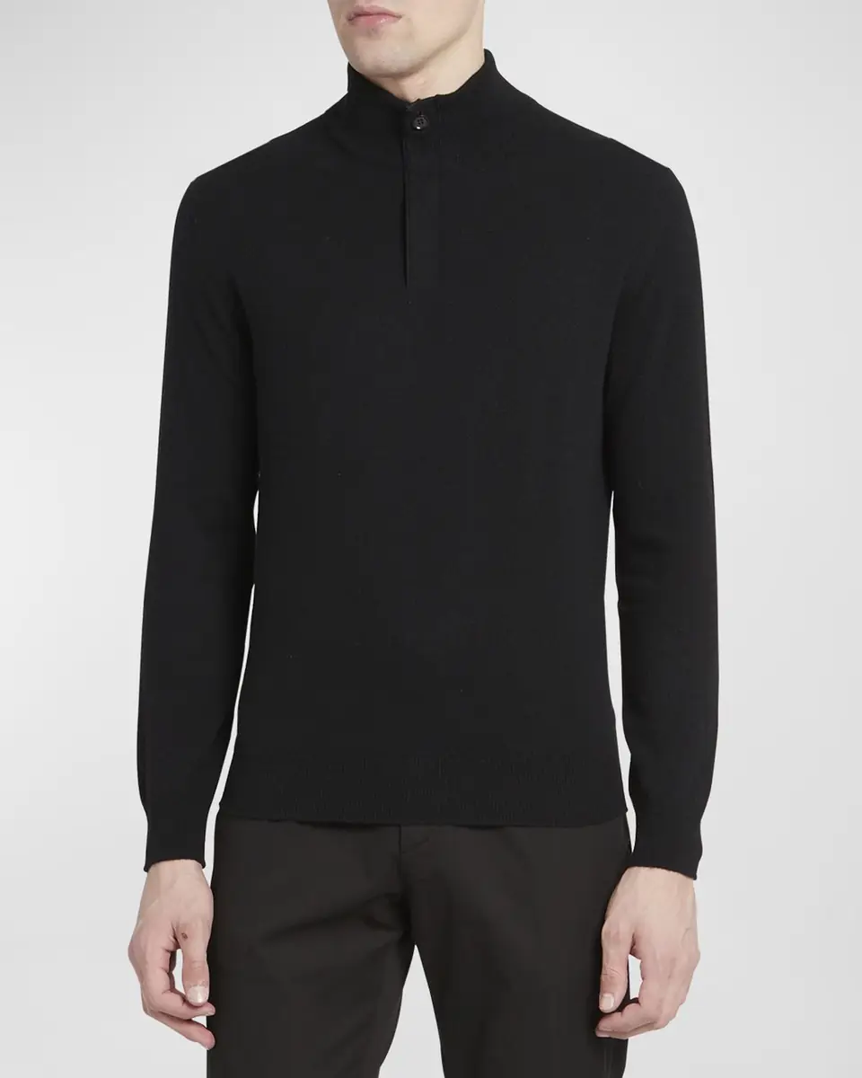 Zegna Men's Cashmere Quarter-Zip Sweater | Thumbnail 4 Zegna Men's Cashmere Quarter-Zip Sweater | Thumbnail 4