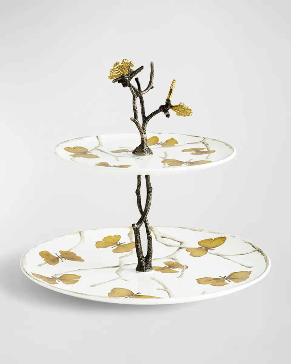 Michael Aram Butterfly Ginkgo 2-Tier Porcelain Etagere | Thumbnail 2