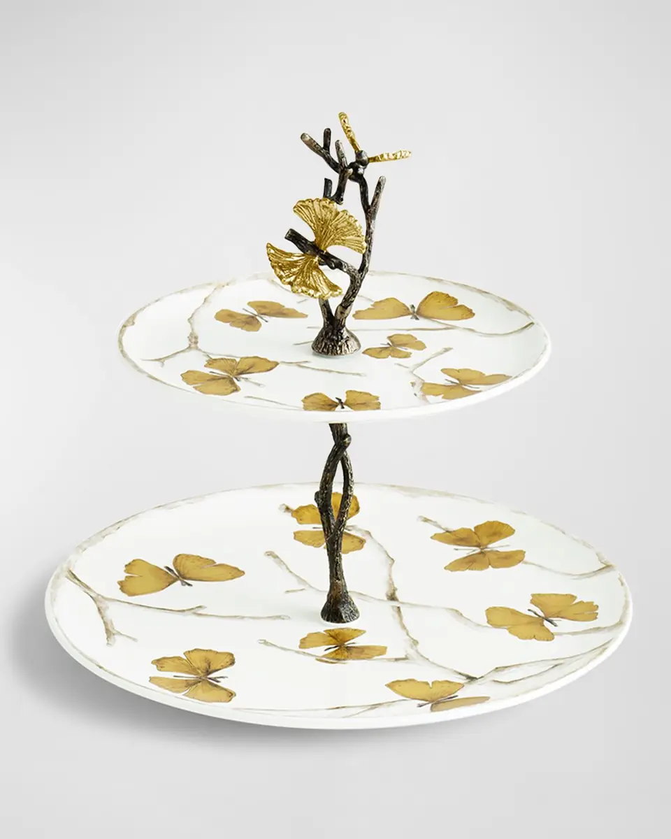 Michael Aram Butterfly Ginkgo 2-Tier Porcelain Etagere | Thumbnail 3