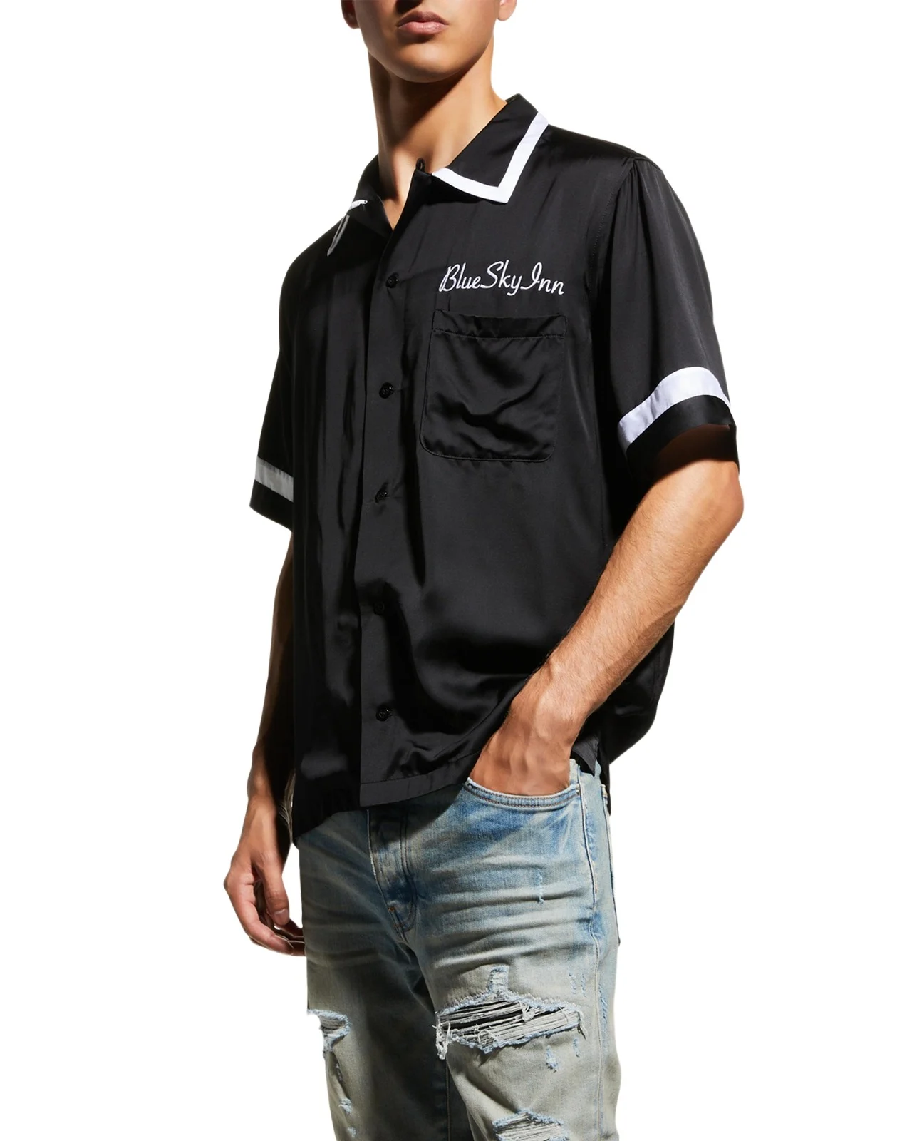 Blue Sky Inn Men's Waiter Contrast-Trim Camp Shirt