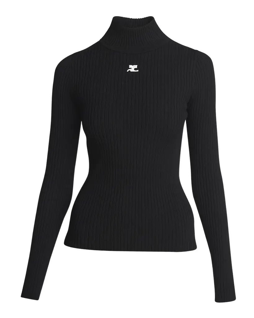 Courreges Turtleneck Long-Sleeve Rib Sweater | Image 1 Courreges Turtleneck Long-Sleeve Rib Sweater | Image 1