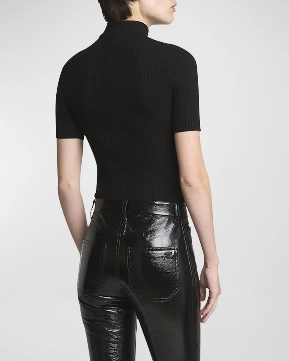 Courrèges Mock-Neck Short-Sleeve Rib Pullover | Thumbnail 6 Courrèges Mock-Neck Short-Sleeve Rib Pullover | Thumbnail 6