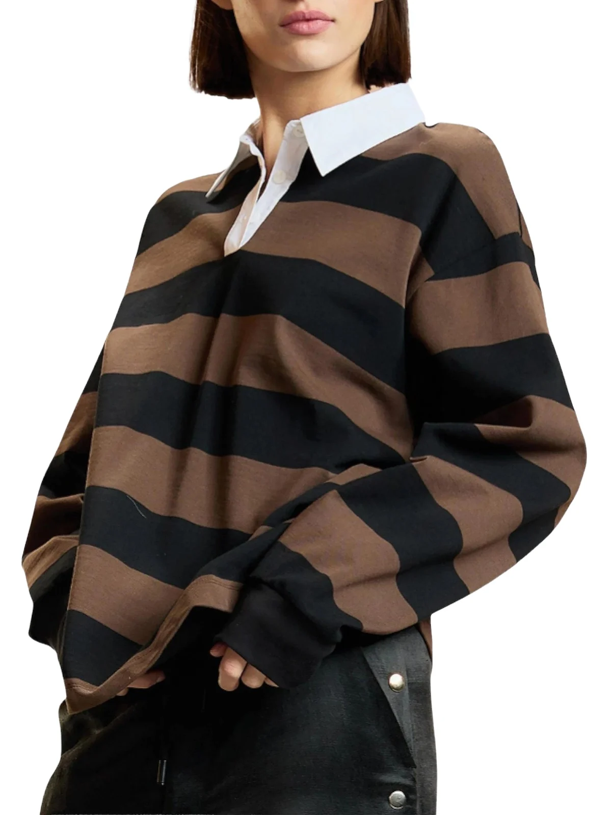 CYNTHIA ROWLEY Women's Ardie Striped Cotton Rugby Shirt