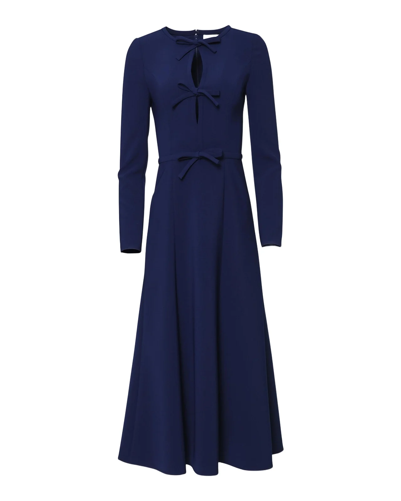 Triple Bow Keyhole-Front Midi Dress Triple Bow Keyhole-Front Midi Dress
