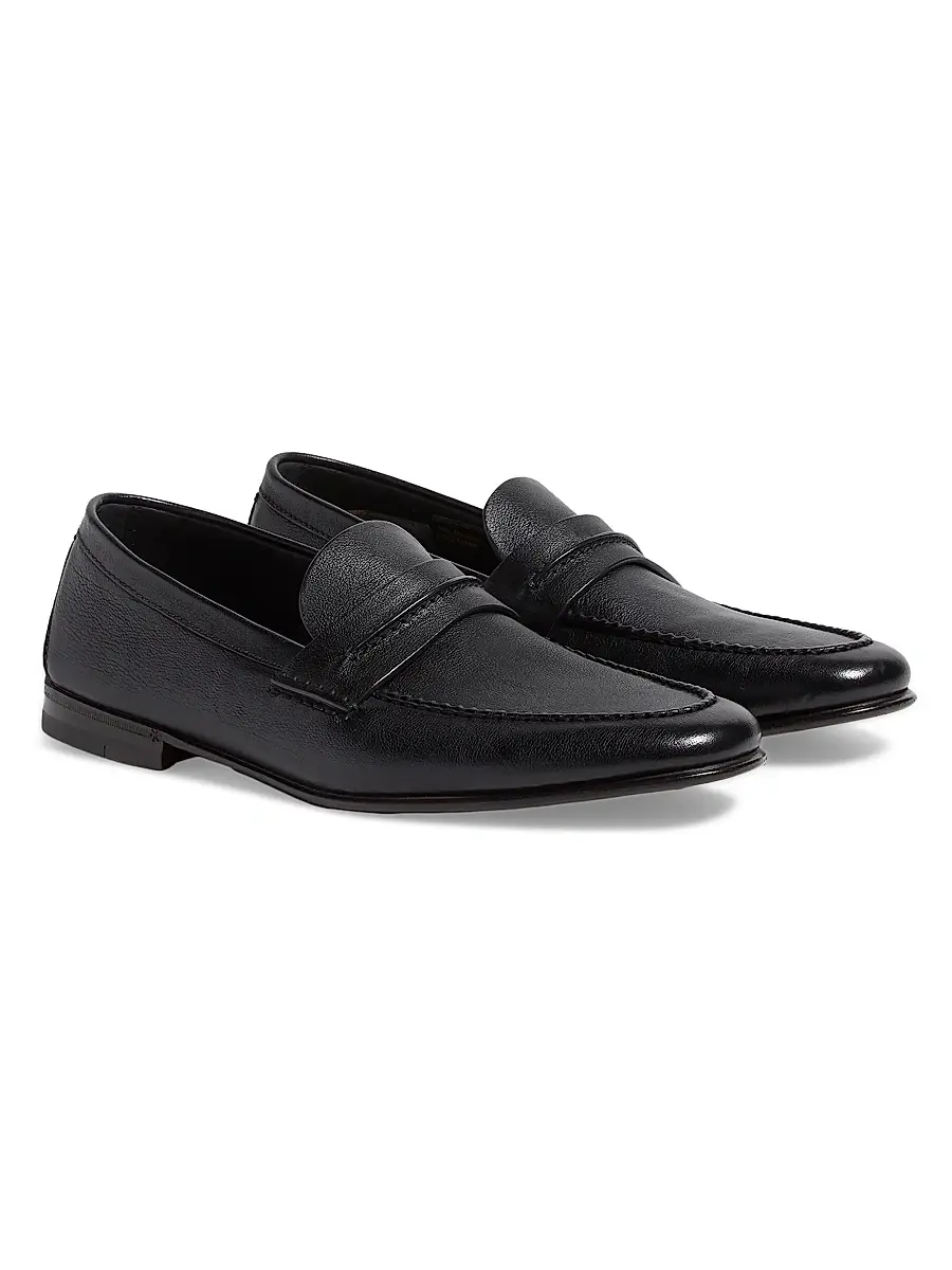 Zegna Men's Natural Grain Leather Mocassin Loafer | Thumbnail 2