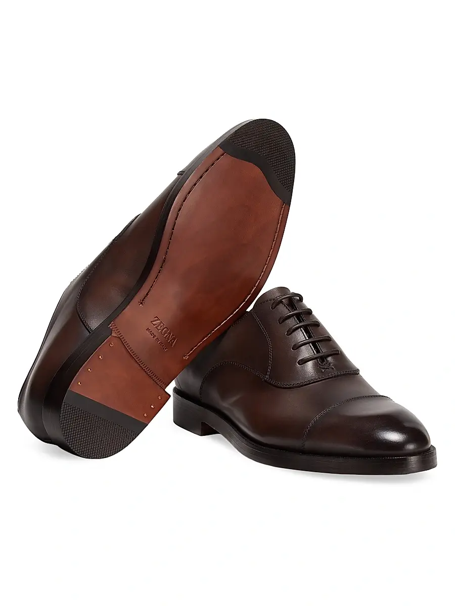 Zegna Men's Leather Torino Oxford Shoes | Thumbnail 2