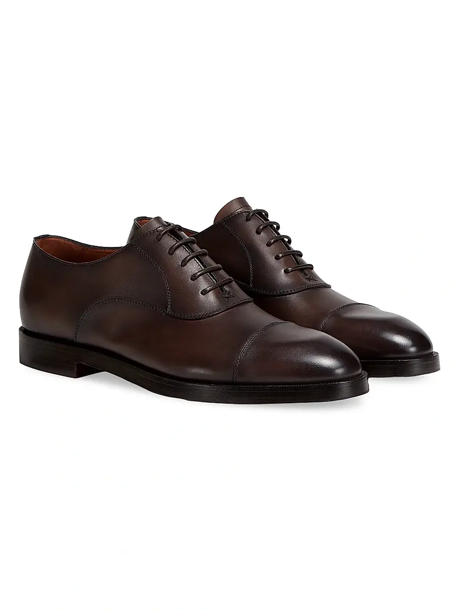 Zegna Men's Leather Torino Oxford Shoes | Thumbnail 3