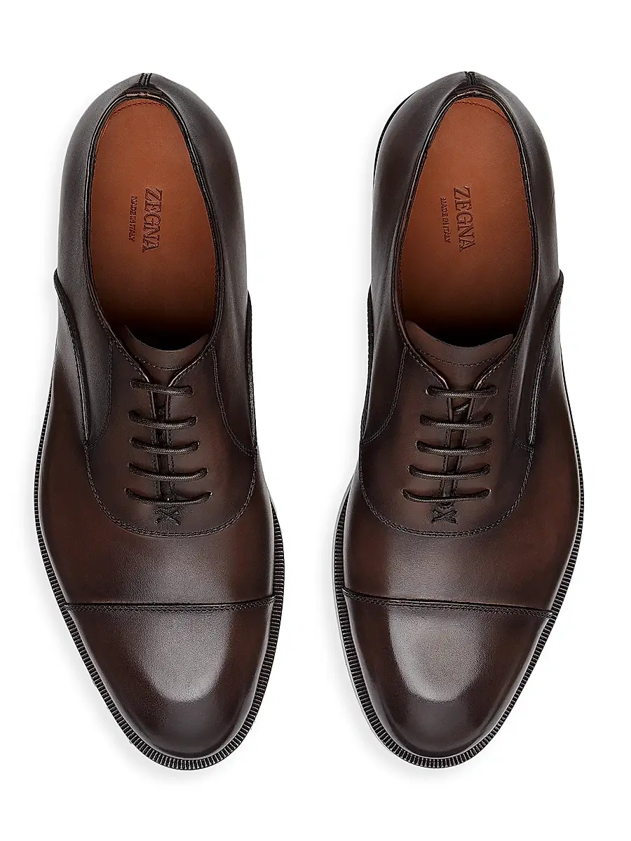 Zegna Men's Leather Torino Oxford Shoes | Thumbnail 5