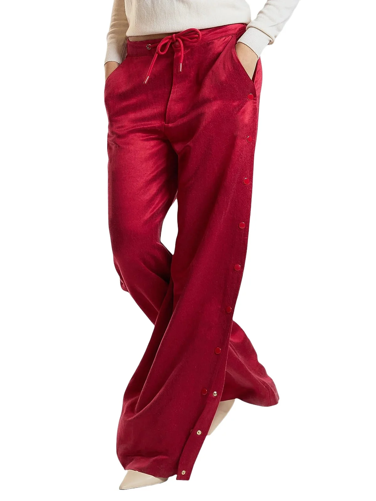 Women's Breakaway Snap-Side Silk-Blend Wide-Leg Pants Women's Breakaway Snap-Side Silk-Blend Wide-Leg Pants